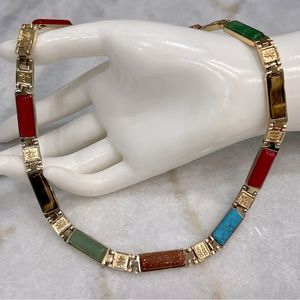 Multigemstone Magnetic Goldtone 16.5” Necklace